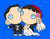 Coloring page Just married II painted bywedding 