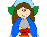 Coloring page Pilgrim girl painted bydnaia