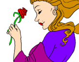 Coloring page Princess with a rose painted byGIULIA