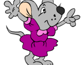 Coloring page Rat wearing dress painted bysandy