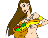 Coloring page Young Itza woman painted byemelia
