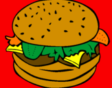 Coloring page Hamburger with everything painted byGIULIA