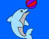 Coloring page Dolphin playing with a ball painted byyamila