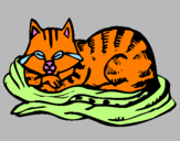 Coloring page Cat in bed painted bymartina