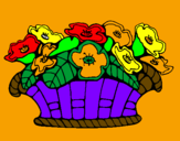 Coloring page Basket of flowers 10 painted bydorflowers