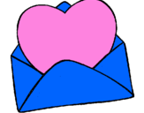 Coloring page Heart in an envelope painted bye
