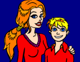 Coloring page Mother and son  painted bysejael
