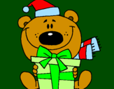 Coloring page Teddy bear with present painted byJUAN DAVID
