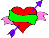 Coloring page Heart, arrow and ribbon painted bya4gn3