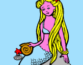 Coloring page Mermaid with snail painted byAna