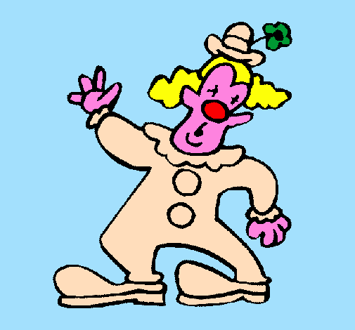 Clown with hat and flower