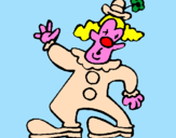 Coloring page Clown with hat and flower painted byAna