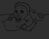 Coloring page Baby playing painted byjordy