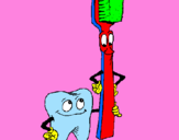 Coloring page Tooth and toothbrush painted byjoshu1