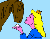 Coloring page Princess and horse painted byAna