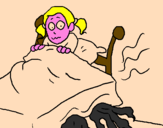 Coloring page Monster under the bed painted byAna