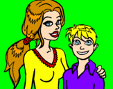 Coloring page Mother and son  painted byelisa