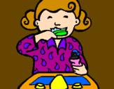 Coloring page Little girl brushing her teeth painted byAriana la bella
