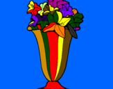 Coloring page Vase of flowers painted byatila