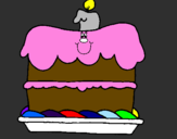 Coloring page Birthday cake painted bycaue 