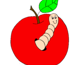Coloring page Apple with worm painted byMe