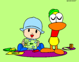 Coloring page Pocoyó and Pato painted byJUAN DAVID