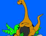 Coloring page Seated Diplodocus  painted byLeah