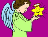 Coloring page Angel and star painted byJUAN DAVID