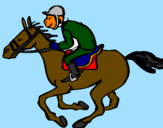 Coloring page Horse race painted byhorse