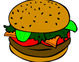Coloring page Hamburger with everything painted byelephant