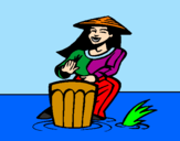 Coloring page Woman playing the bongo painted byfhugjgufjivgjivurtigh hit