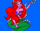 Coloring page Mermaid and bubbles painted byAna