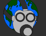 Coloring page Earth with gas mask painted byXD