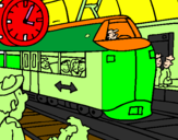 Coloring page Railway station painted byCrab