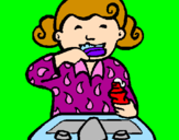 Coloring page Little girl brushing her teeth painted bylinda10