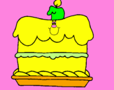 Coloring page Birthday cake painted byCrab