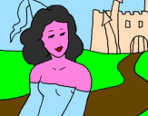 Coloring page Princess and castle painted byAna