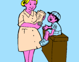 Coloring page Nurse and little boy painted byAna