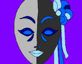 Coloring page Italian mask painted bylela