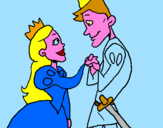 Coloring page Prince and princess looking at each other painted byAna