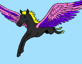 Coloring page Pegasus in flight painted byeva