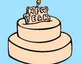 Coloring page New year cake painted byAna