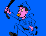 Coloring page Police officer running painted byAna