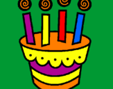 Coloring page Cake with candles painted byJonah