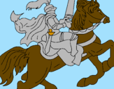 Coloring page Knight on horseback painted byAna