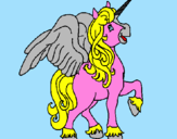 Coloring page Unicorn with wings painted byheste