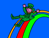 Coloring page Leprechaun on a rainbow painted byAna