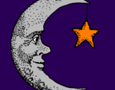 Coloring page Moon and star painted bylela
