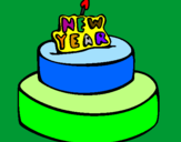 Coloring page New year cake painted bycyma2