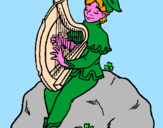 Coloring page Elf playing the harp painted byAna